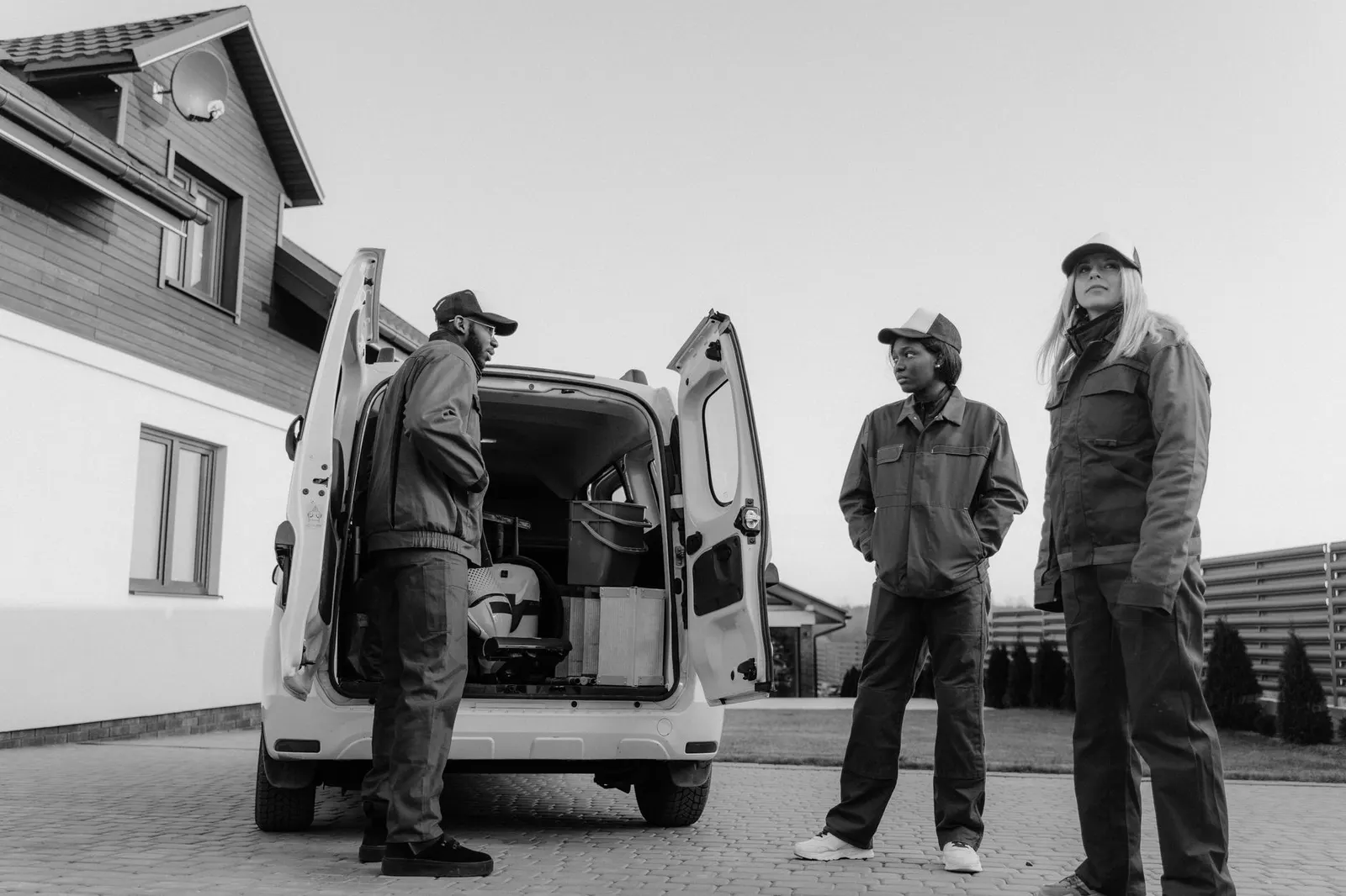 Junk removal and hauling crew at work